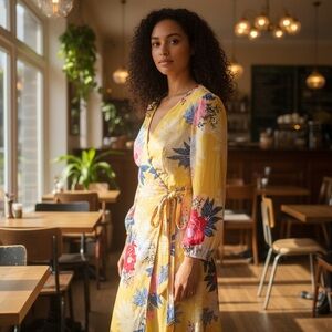 Eliza J Yellow Floral Dress